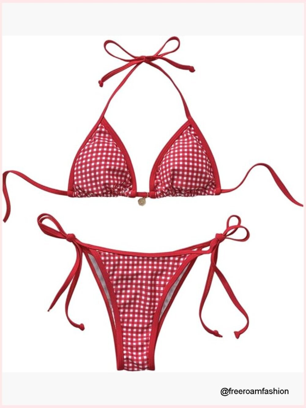 2-Piece Halter Bikini Set Cheeky String Triangle Swimsuit Y2K
